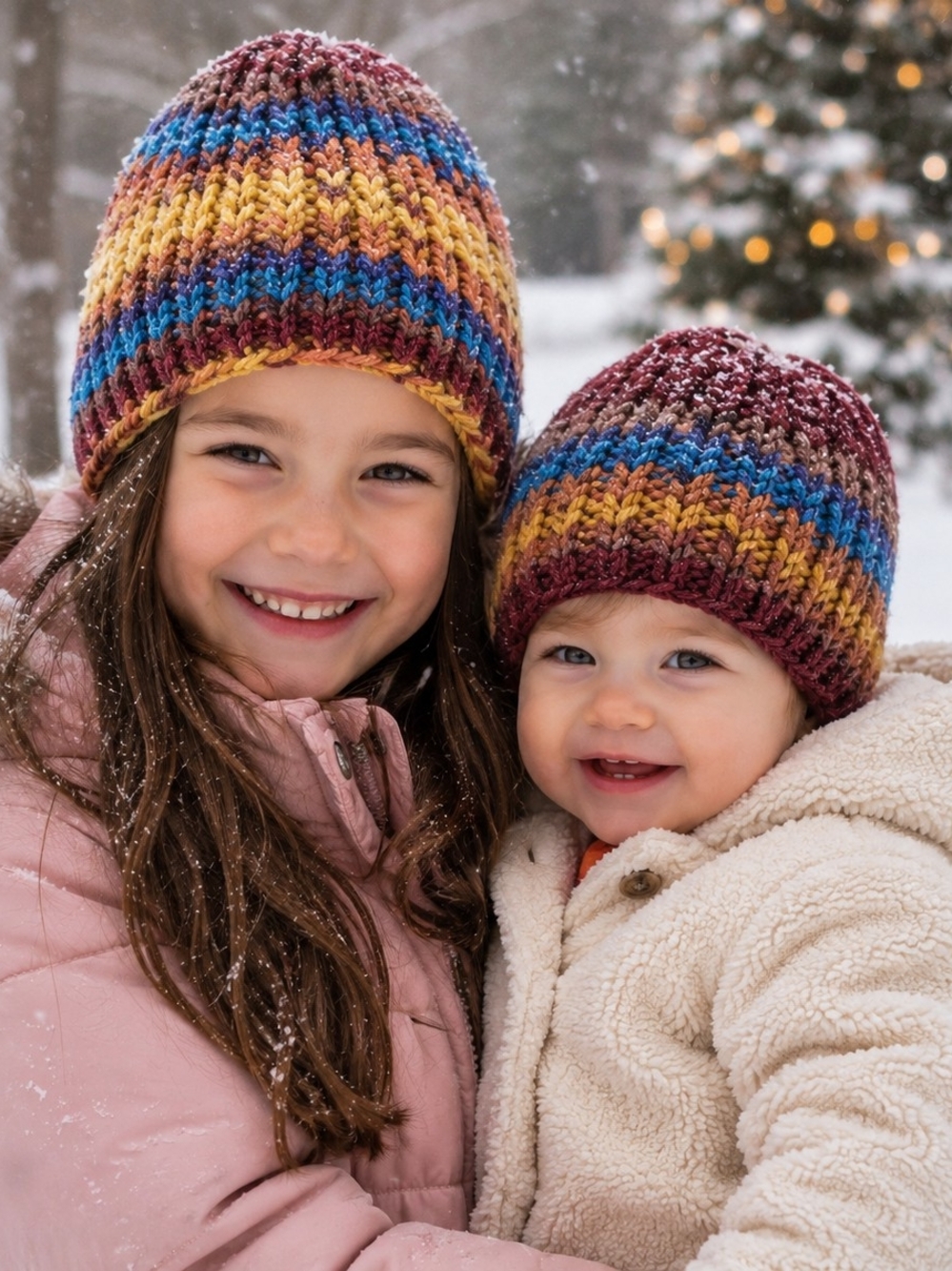 Multicolor Kids Knit Beanie - Cozy Winter Hat